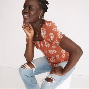 Madewell Women's (Re)Sourced Georgette Lucie Puffed Sleeve Top NWT Size XL